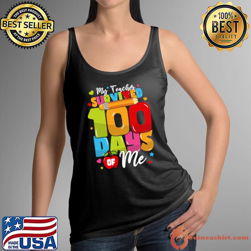 My teacher survived 100 days me pencils stars 100Th Day of School T-Shirt