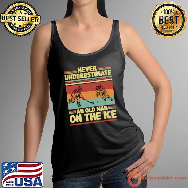 Never Underestimate An Old Man On The Ice Vintage T-Shirt