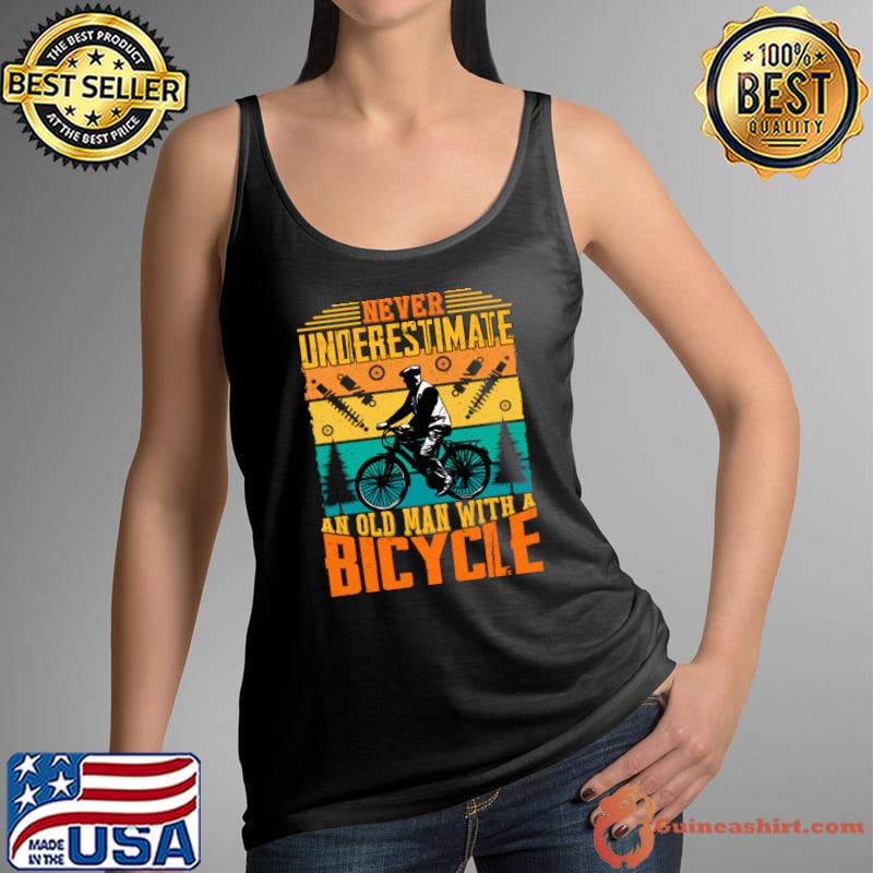Never Underestimate An Old Man With A Bicyle On A Bike Vintage T-Shirt