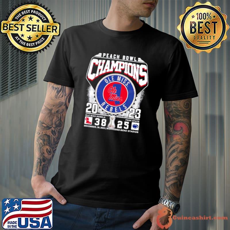 Ole Miss Rebels Football 2023 Peach Bowl Champions Victory Penn State 38 25 Shirt Unisex