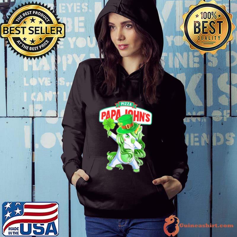 Papa John's Pizza unicorn dabbing lucky st patrick day shirt