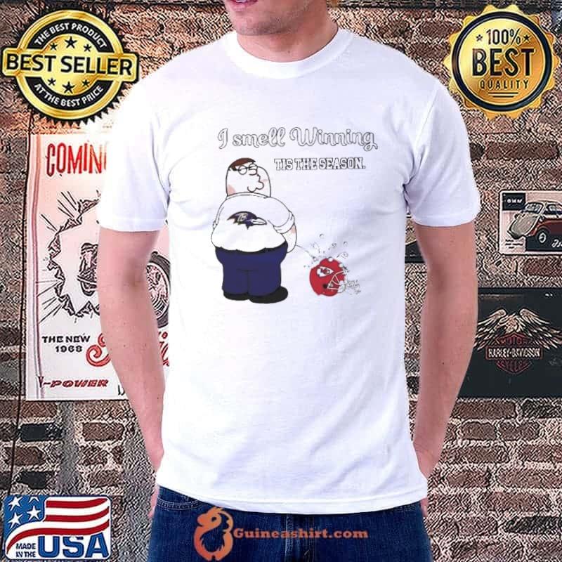 Peter Griffin Baltimore Ravens I Smell Winning Tis The Season Piss Kansas City Chiefs Shirt