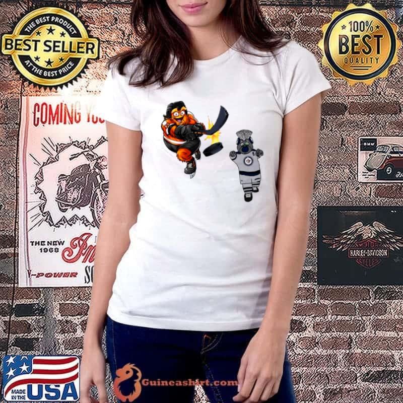 Philadelphia Flyers VS Winnipeg Jets NHL 2024 mascot cartoon hockey shirt