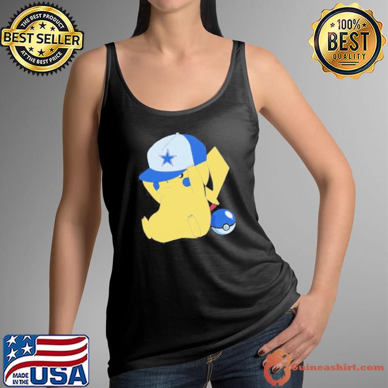 Pikachu wear the hat Dallas Cowboys football logo shirt