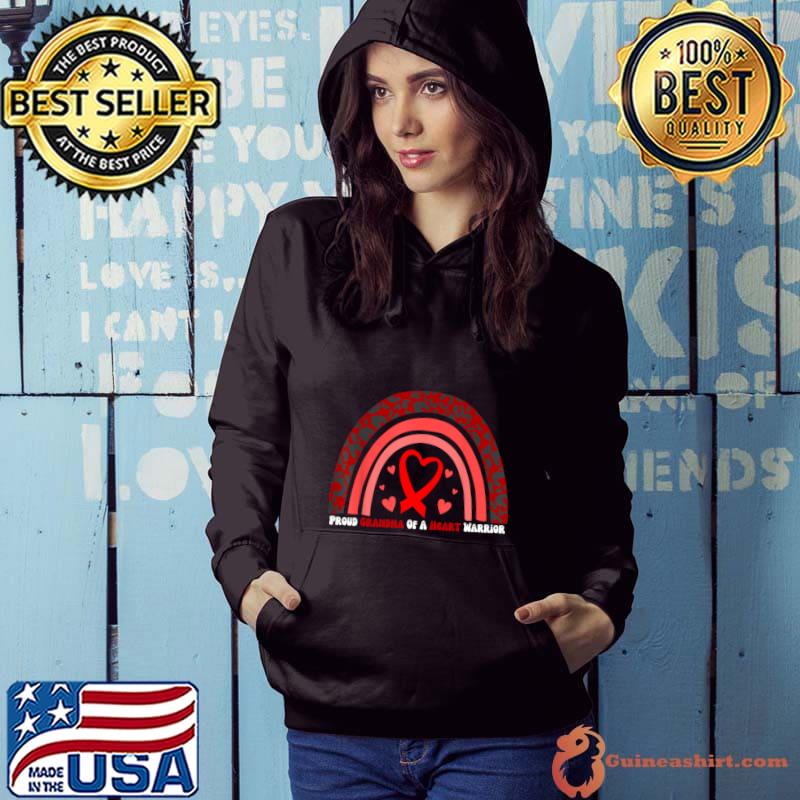 Proud Grandma Of A Heart Warrior CHD Awareness Rainbow leopard T-Shirt Hoodie