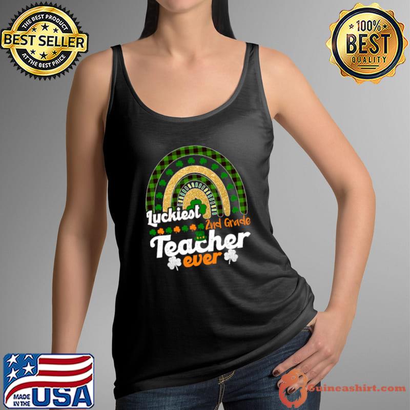 Rainbow Lakiest 2ND grade teacher rainbow Plaid St. Patricks Day T-Shirt Tank Top