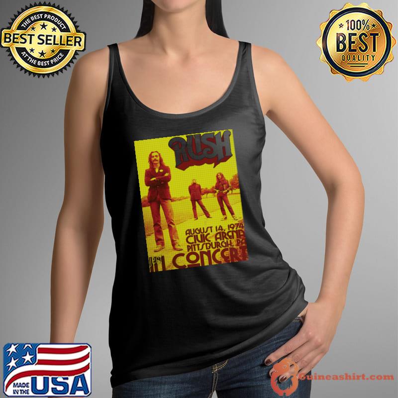 Rush civic arena concert in 1974 Canadian rock band that primarily comprised T-Shirt
