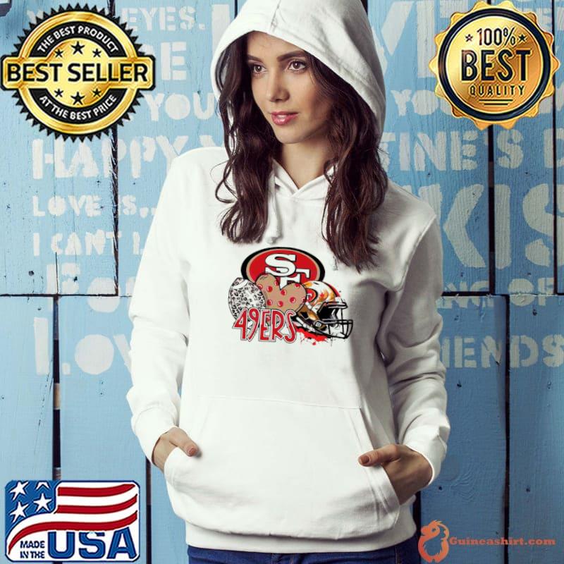 San Francisco 49ers Football Leopard Heart Helmet 2024 Shirt Hoodie
