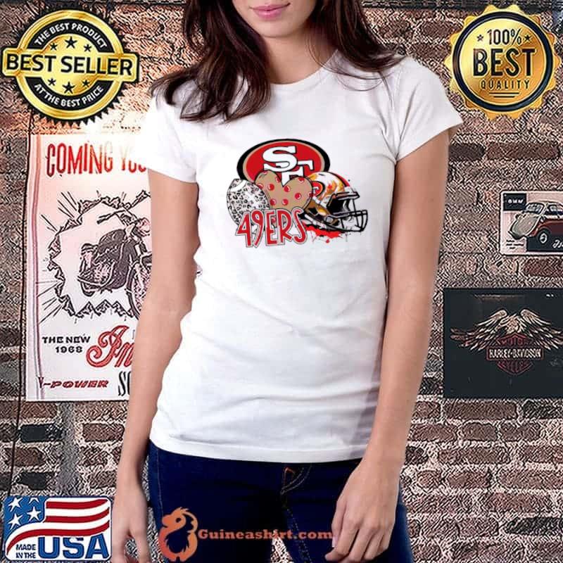 San Francisco 49ers Football Leopard Heart Helmet 2024 Shirt