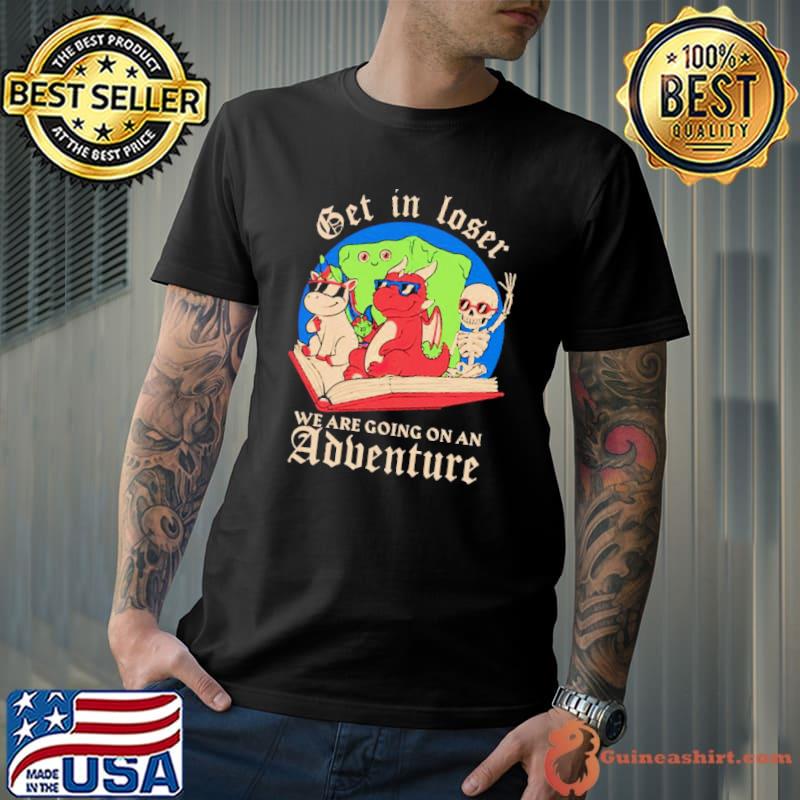 Skeleton and dinosaur unicorn get in loser read a book go on an adventure s Unisex