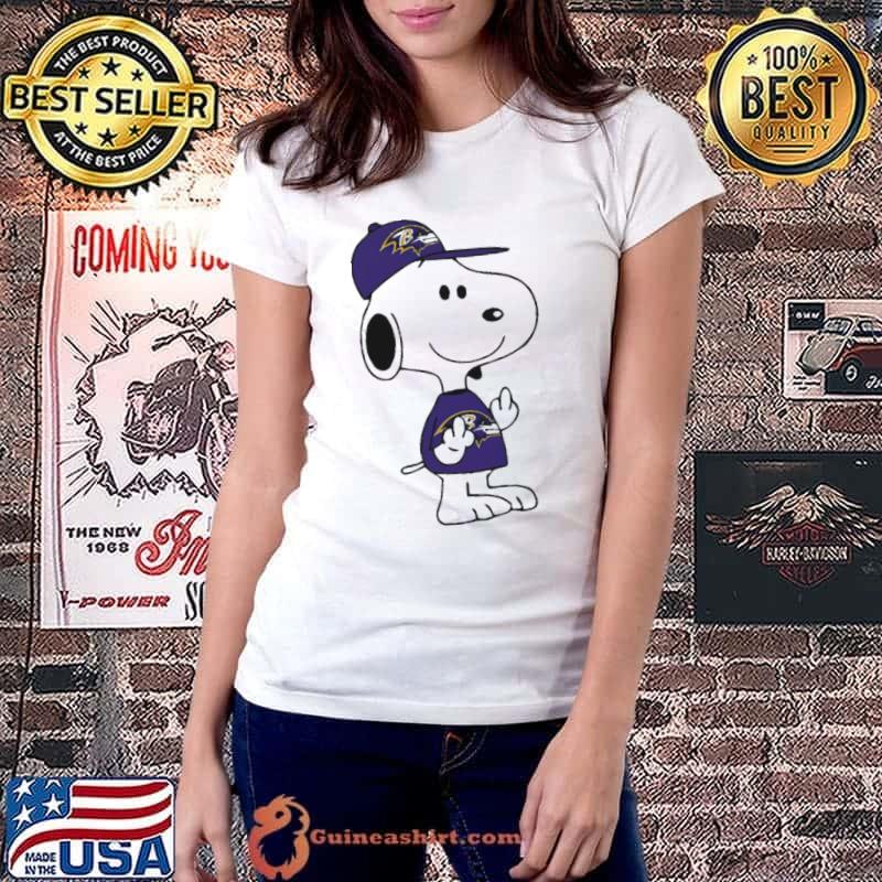 Snoopy Baltimore Ravens NFL Double Middle Fingers You Shirt