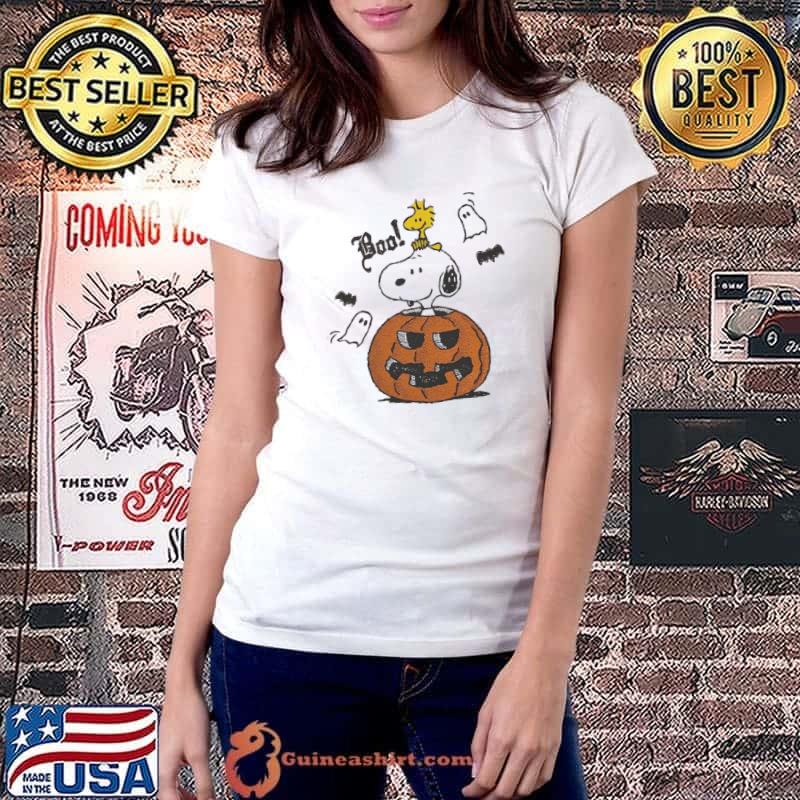 Snoopy Halloween Shirt Boo Ghost With Pumpkin Shirt