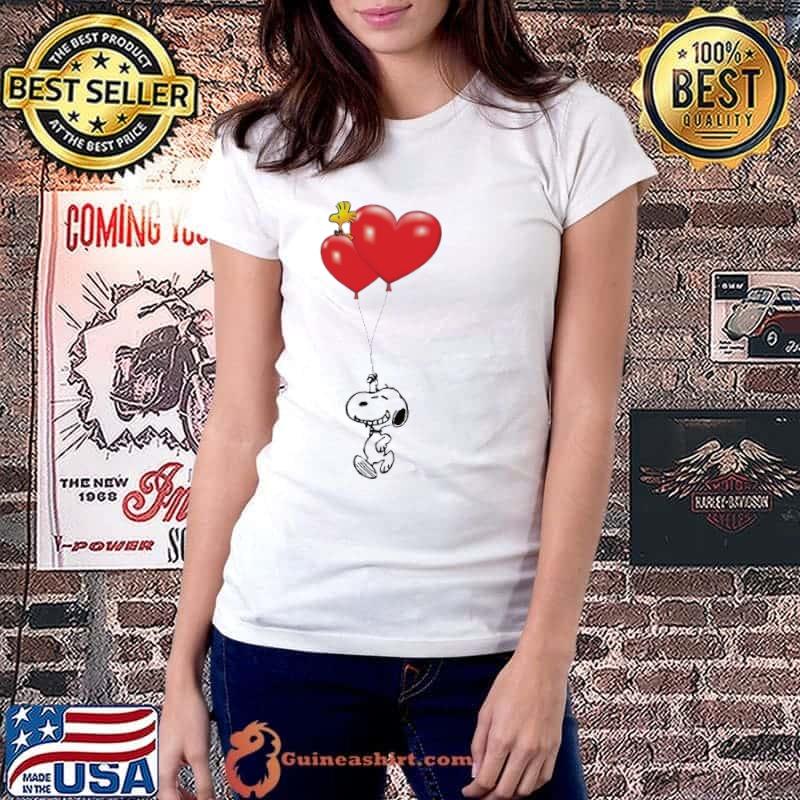 Snoopy Woodstock Happy Valentine Balloon heart shirt