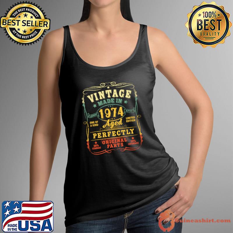 Vintage Made In 50th Birthday For 50 Year Old Man 1974 Birthday T-Shirt
