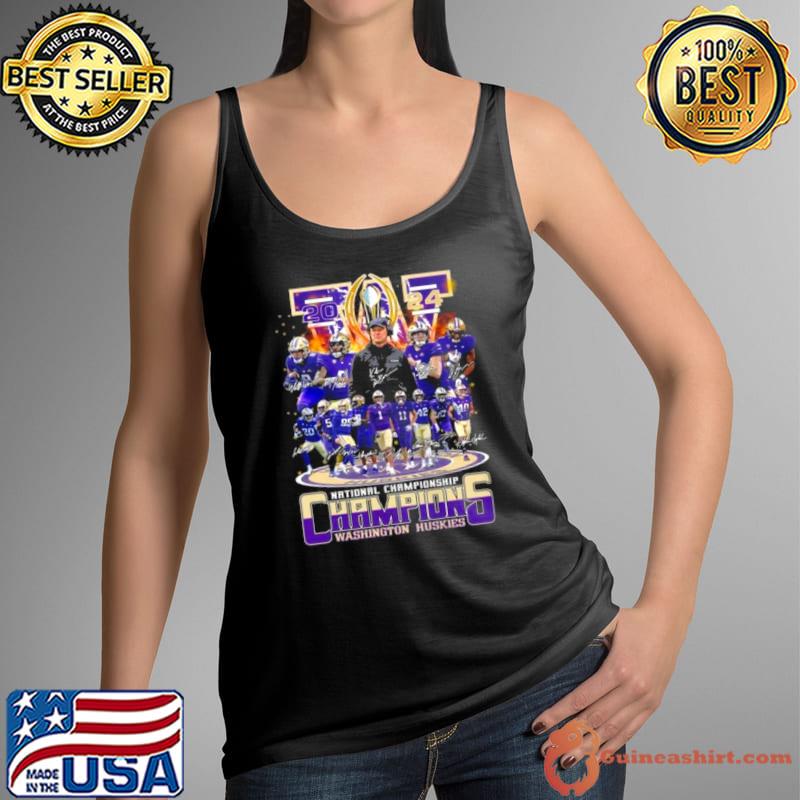 Washington Huskies College Football 2024 National Championships Champions Signatures Shirt Tank Top