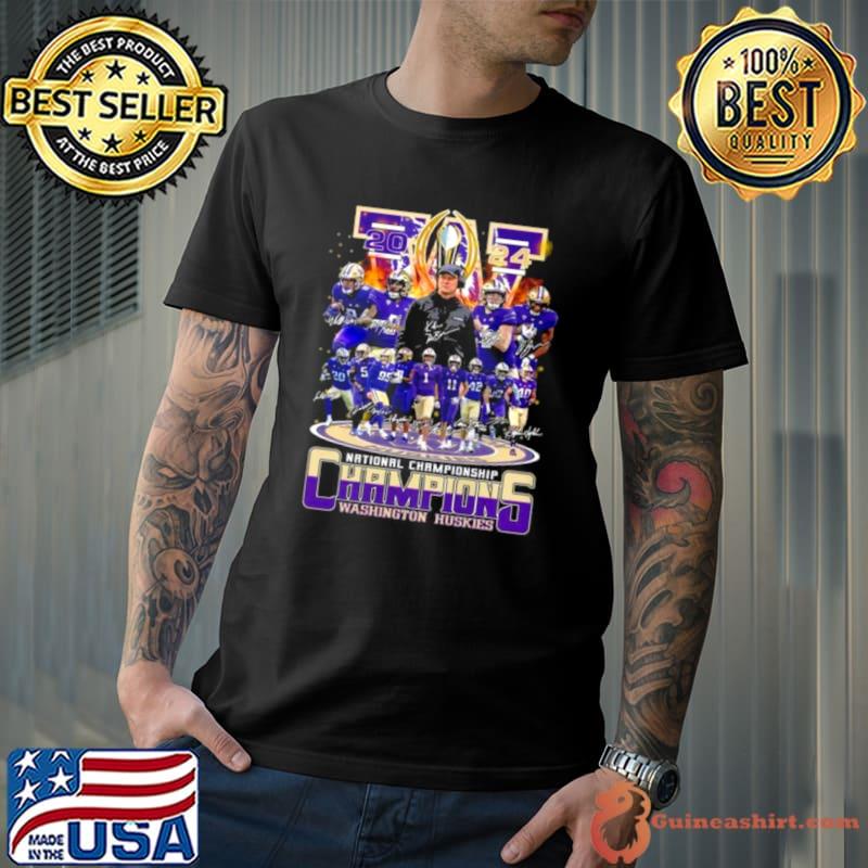 Washington Huskies College Football 2024 National Championships Champions Signatures Shirt Unisex