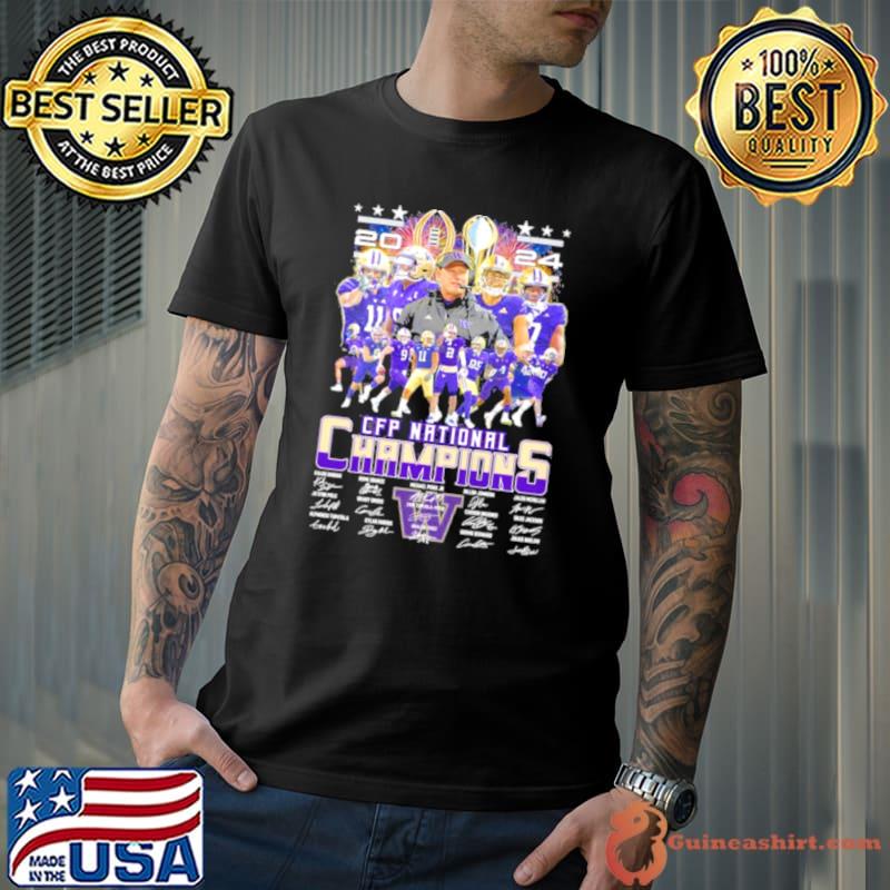 Washington Huskies Football 2024 CFP National Champions Signatures Shirt Unisex
