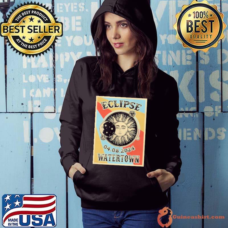 Watertown Solar Eclipse 2024 Sun And Moon Retro s Hoodie