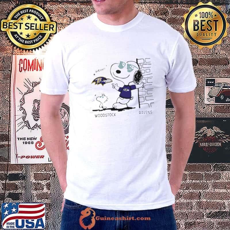 Woodstock Snoopy Baltimore Ravens For Sports Fan Tee Shirt Unisex