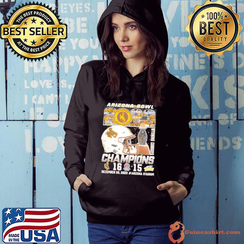 Wyoming Cowboys Football 2023 Arizona Bowl Champions 16 15 Helmet Shirt
