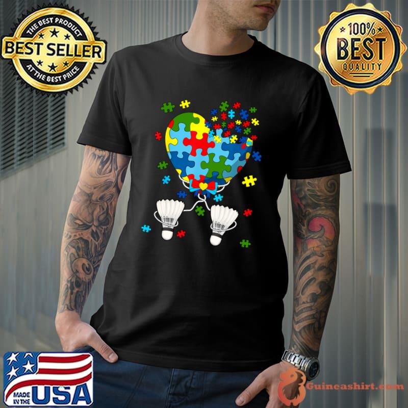 Badminton Autism Awareness Flag Autism Awareness Month T-Shirt