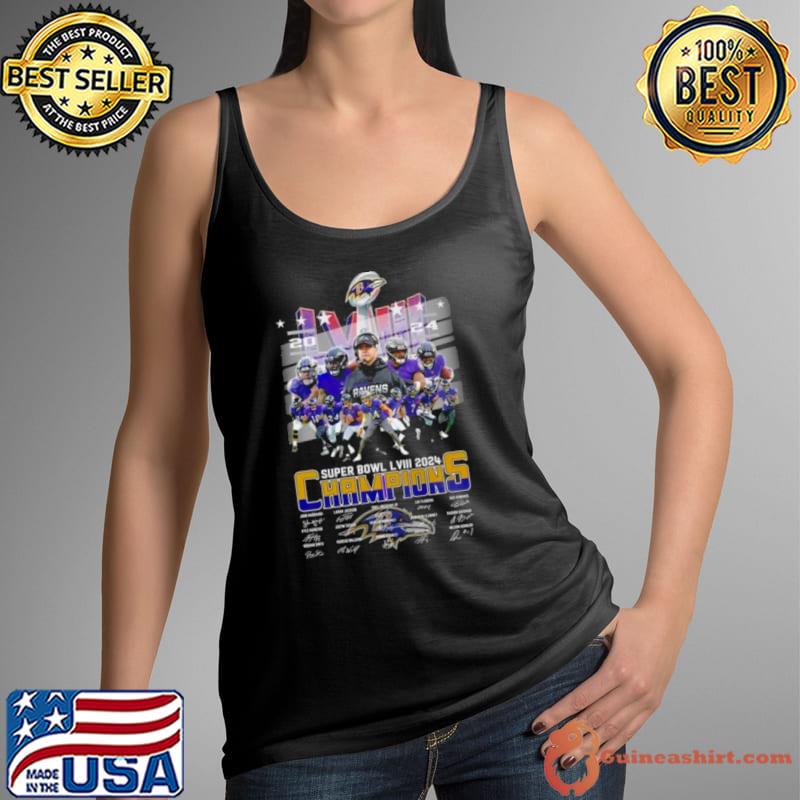 Baltimore Ravens Super Bowl LVIII 2024 Champions Signatures Shirt Tank Top