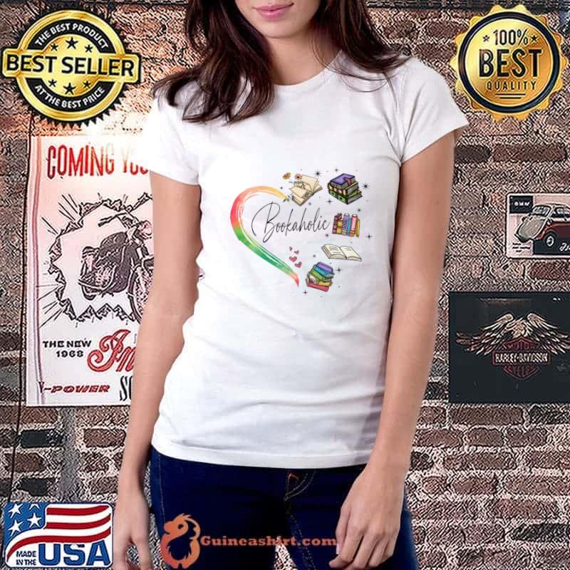 Bookaholic rainbow heart lover book flower T-Shirt