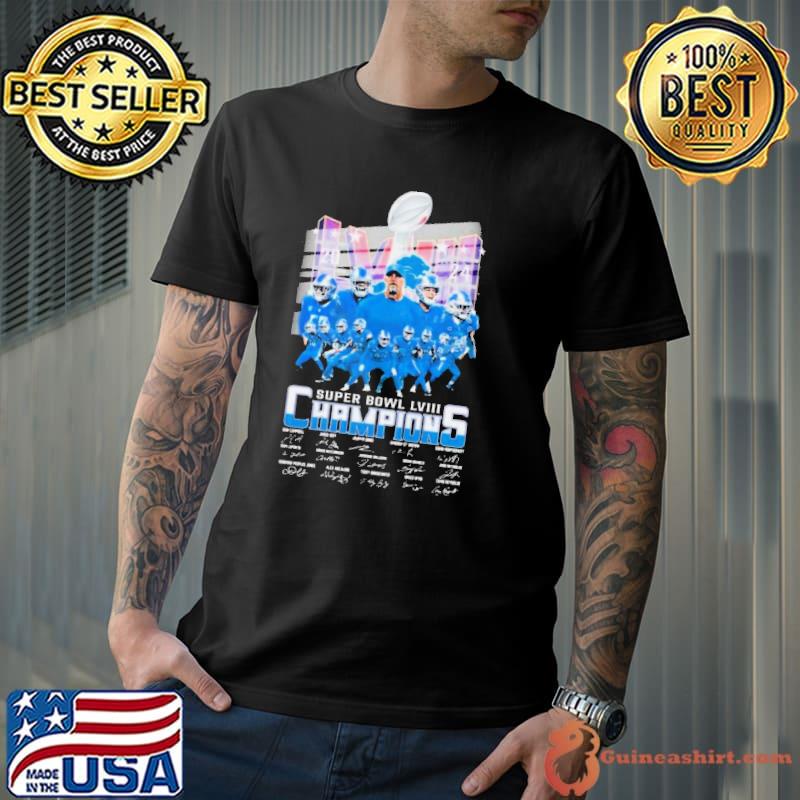 Detroit Lions Super Bowl LVIII 2024 Champions Signatures Shirt