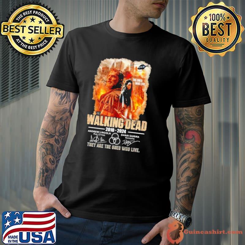 Funny the Ones Who Live The Walking Dead 2010-2024 They Are The Ones Who Live Signatures Shirt Unisex