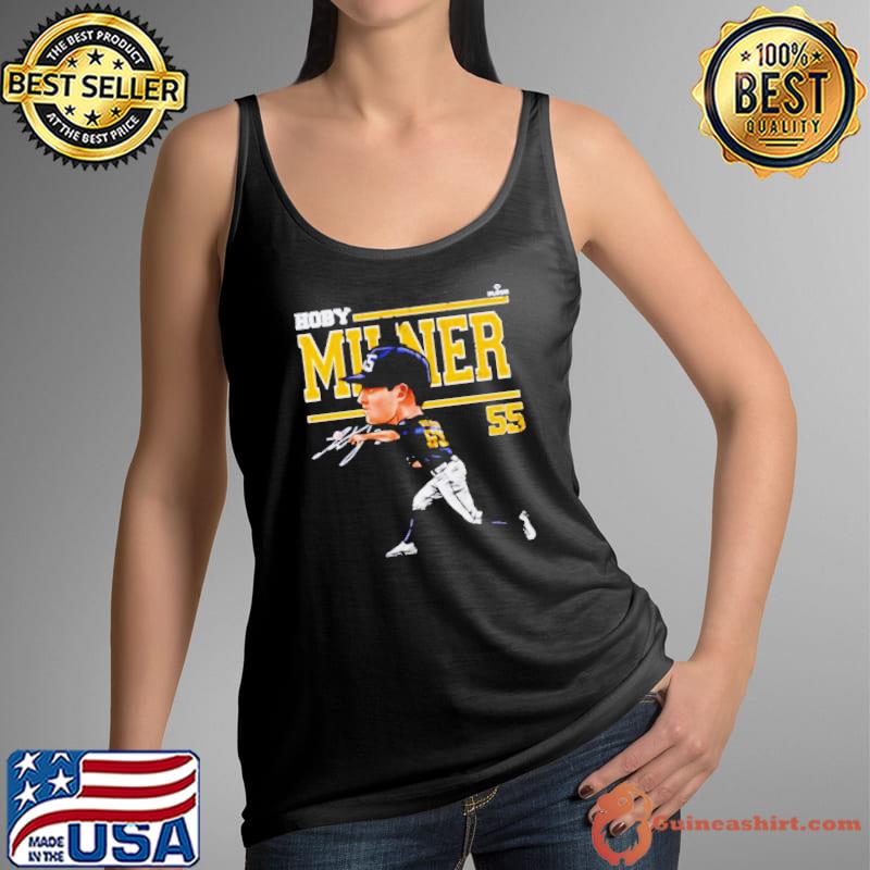 Hoby Milner Milwaukee cartoon baseball signature shirt