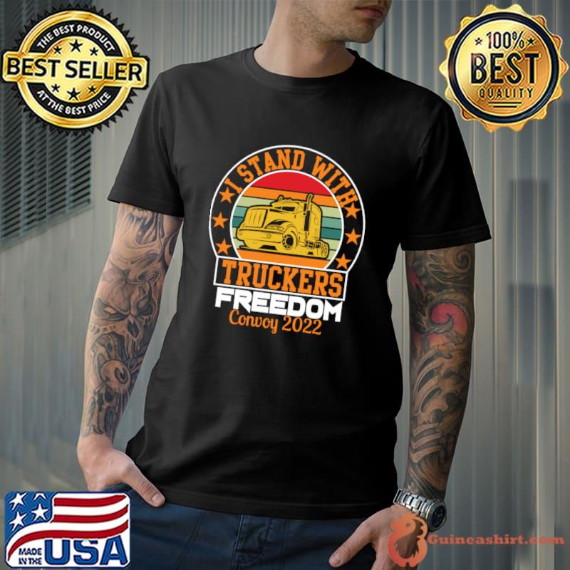 I stand with the truckers freedom convoy 2022 vintage sunset T-Shirt