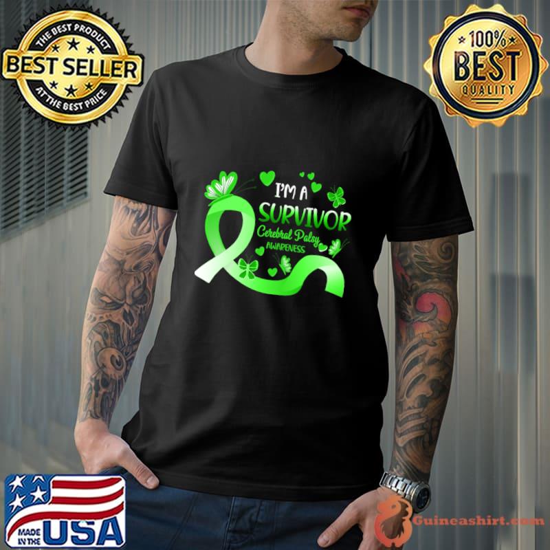 I'm A Survivor Cerebral Palsy Awareness Green Butterfly T-Shirt