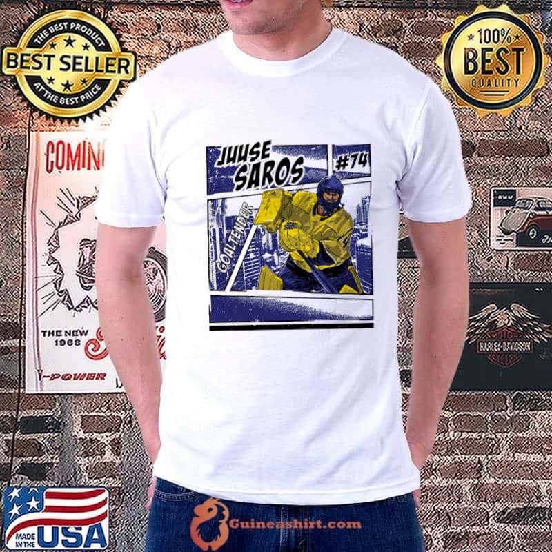 Juuse Saros Finnish professional ice hockey goaltender Nashville Comic T-Shirt Unisex