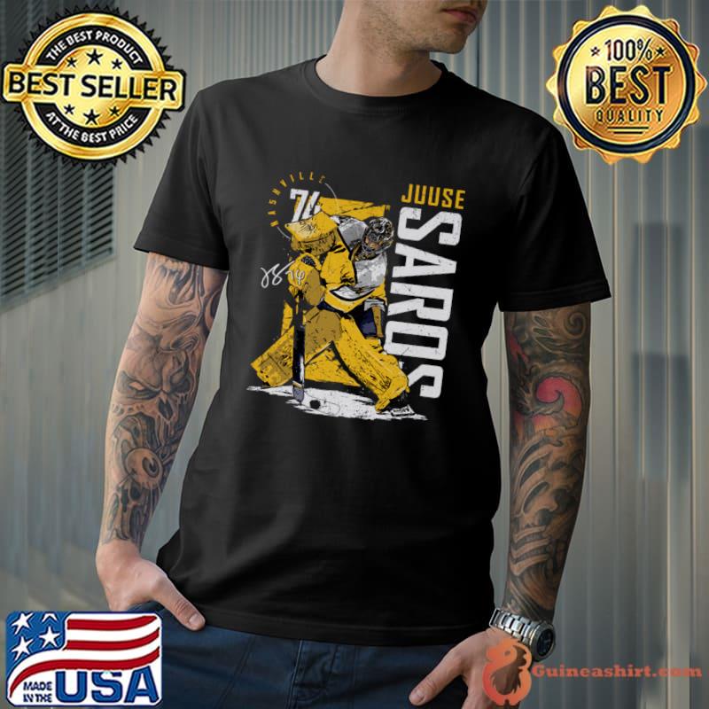 Juuse Saros Nashville Signature Finnish professional ice hockey goaltender T-Shirt
