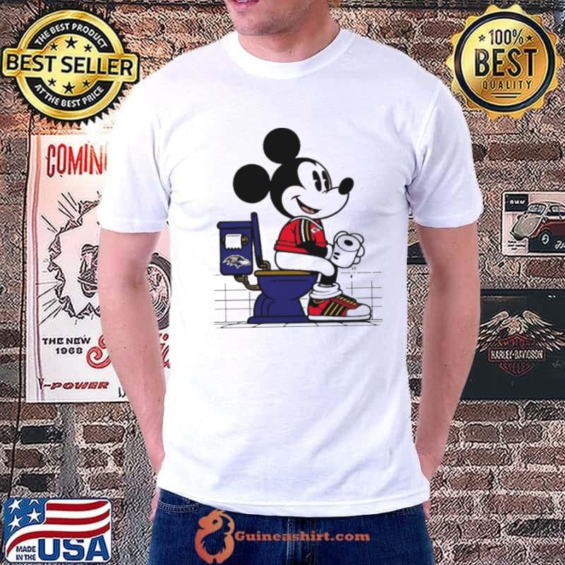 Kansas City Chiefs Mickey Mouse sitting on Baltimore Ravens Toilet s Unisex