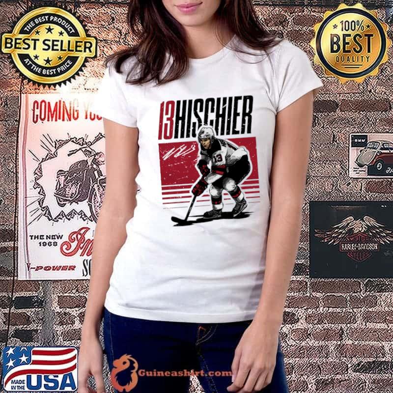 Nico Hischier Signature Swiss professional ice hockey New Jersey Starter T-Shirt