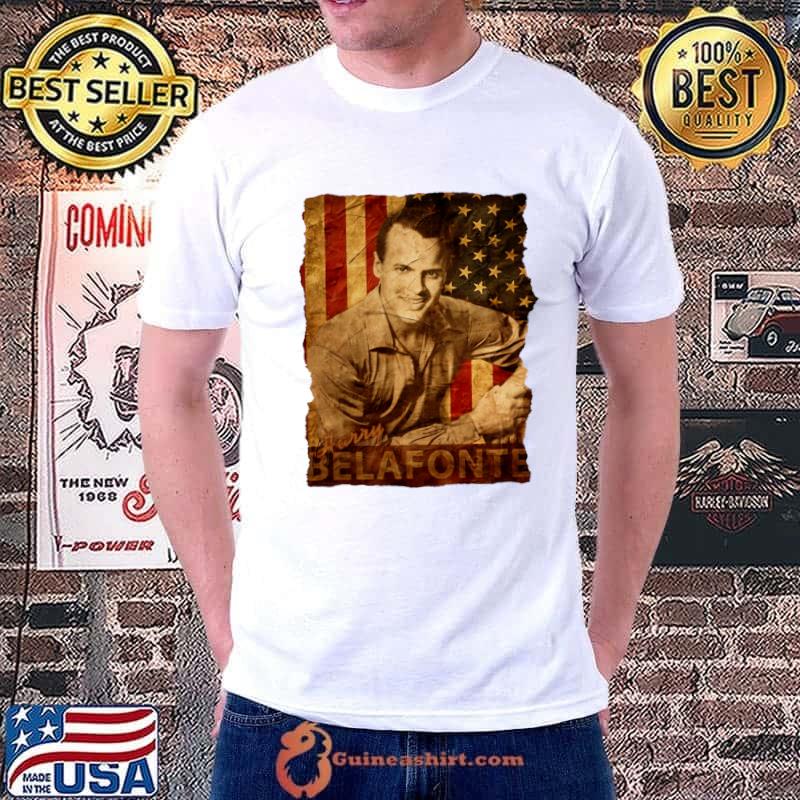 USA Flag with Harry Belafonte American singer actor and civil rights activist T-Shirt Unisex