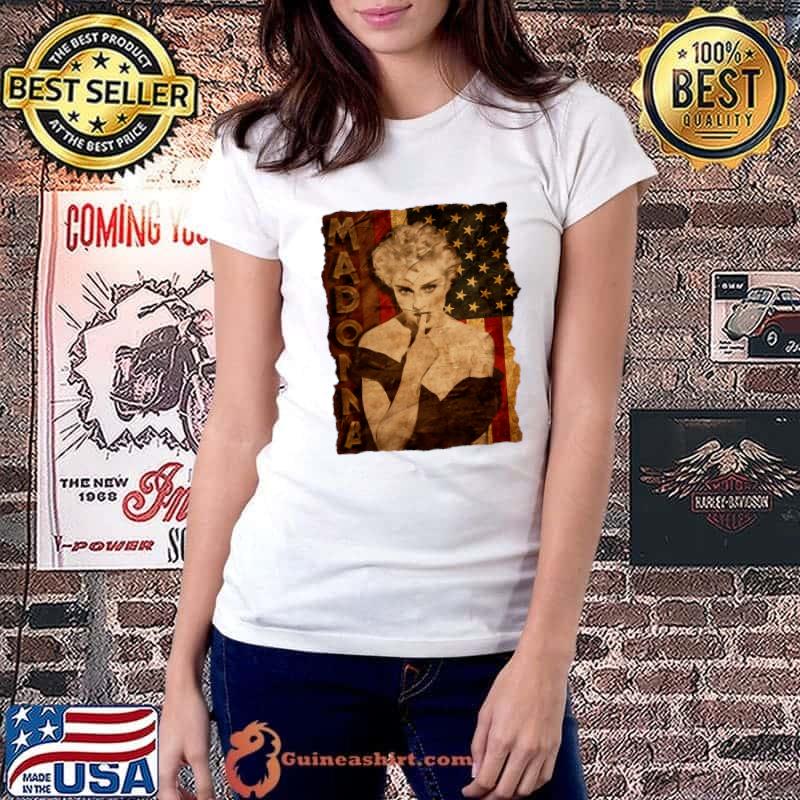 USA Flag with Madonna American singer songwriter and actress T-Shirt