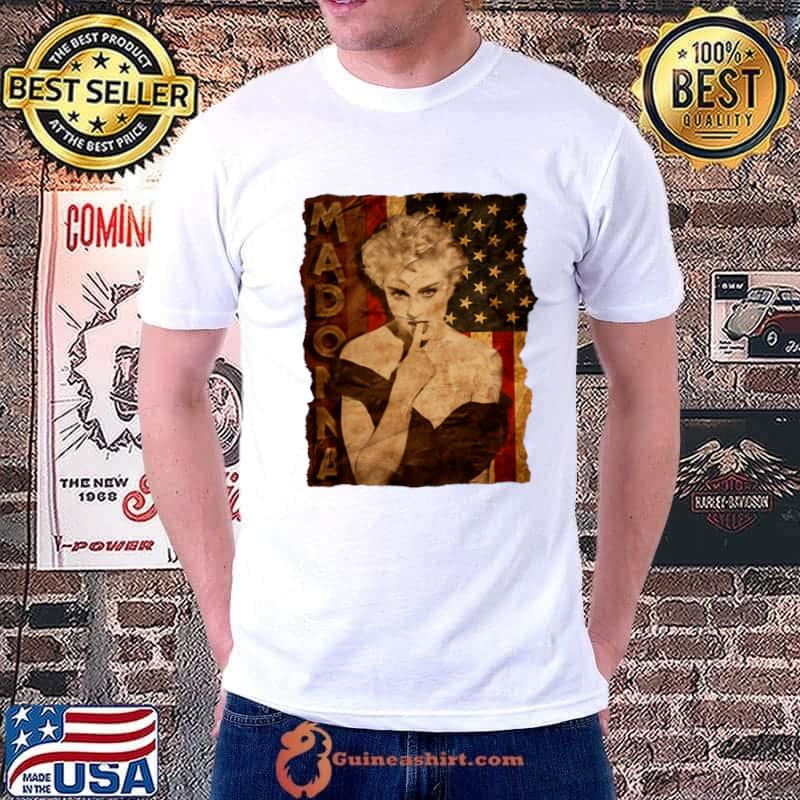 USA Flag with Madonna American singer songwriter and actress T-Shirt Unisex
