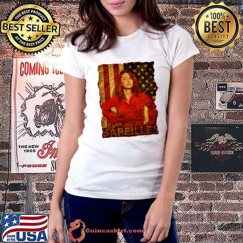 USA Flag with Sara Bareilles American singer songwriter and actress T-Shirt