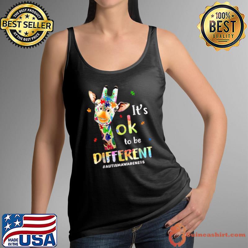 Autism Giraffe Animal It's Ok To Be Different T-Shirt Tank Top