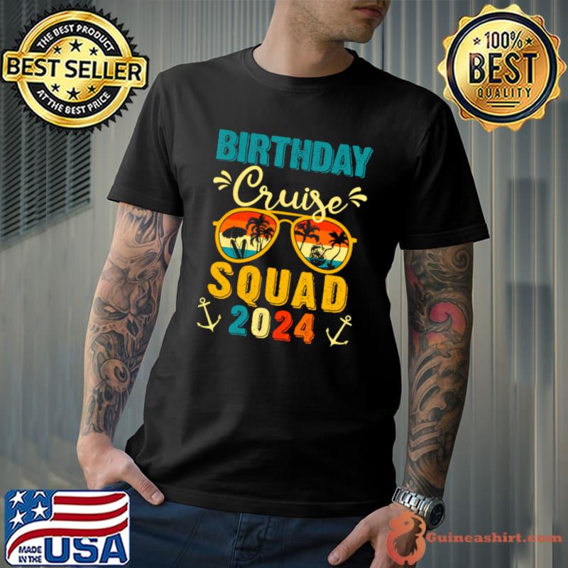 Birthday Cruise Squad 2024 Sunglasses Retro Boat Cruise Bday T-Shirt