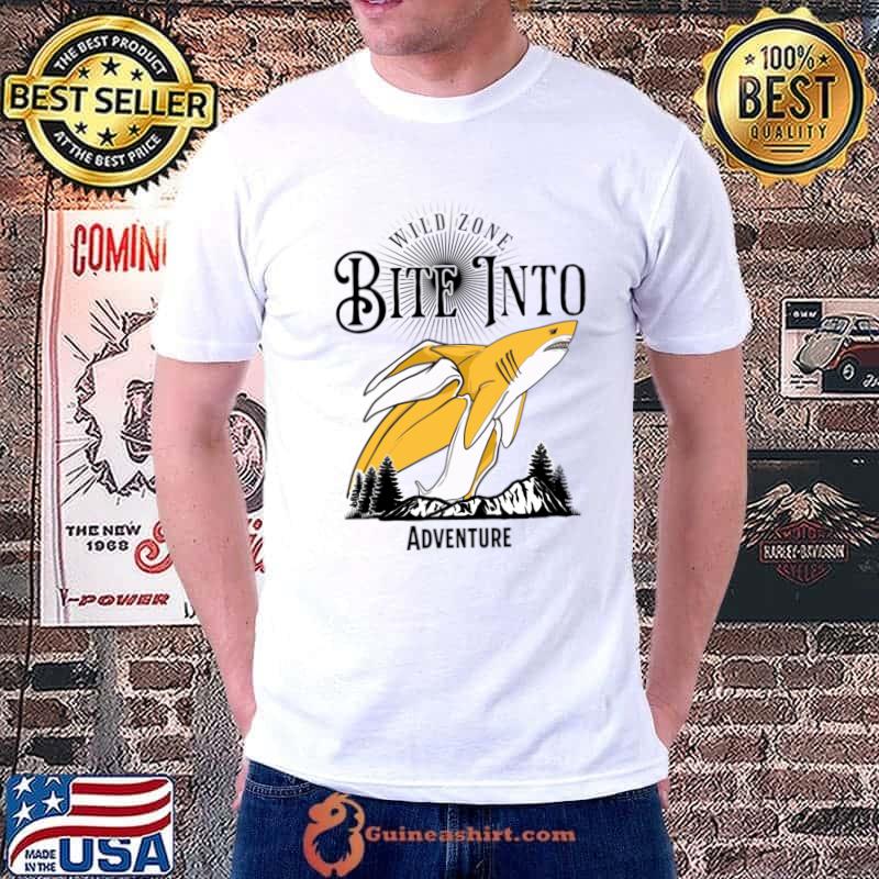 Bite Into Wild Zone Mountain Shark Adventurous T-Shirt Unisex