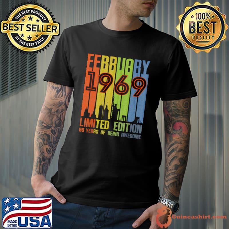 February 1969 55 Years Of Being Awesome Limited Edition Vintage T-Shirt Unisex