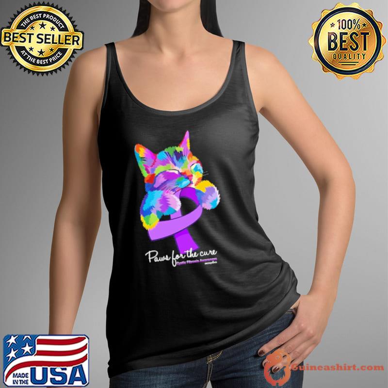 Funny paws For The Cure Cystic Fibrosis Awareness Cat shirt