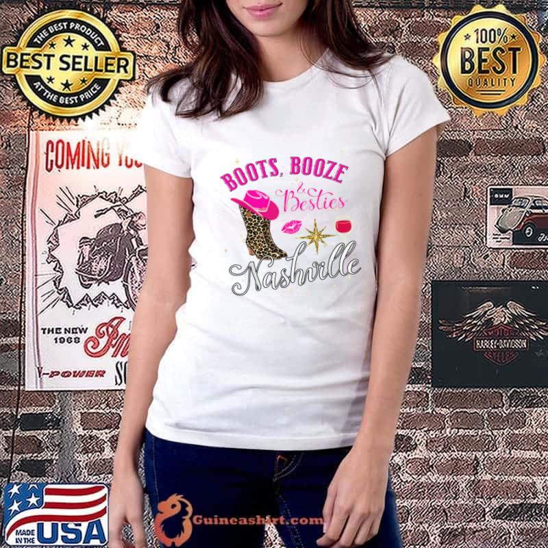 Girls Trip Nashville 2024 Weekend Boots Booze & Besties Leopard T-Shirt