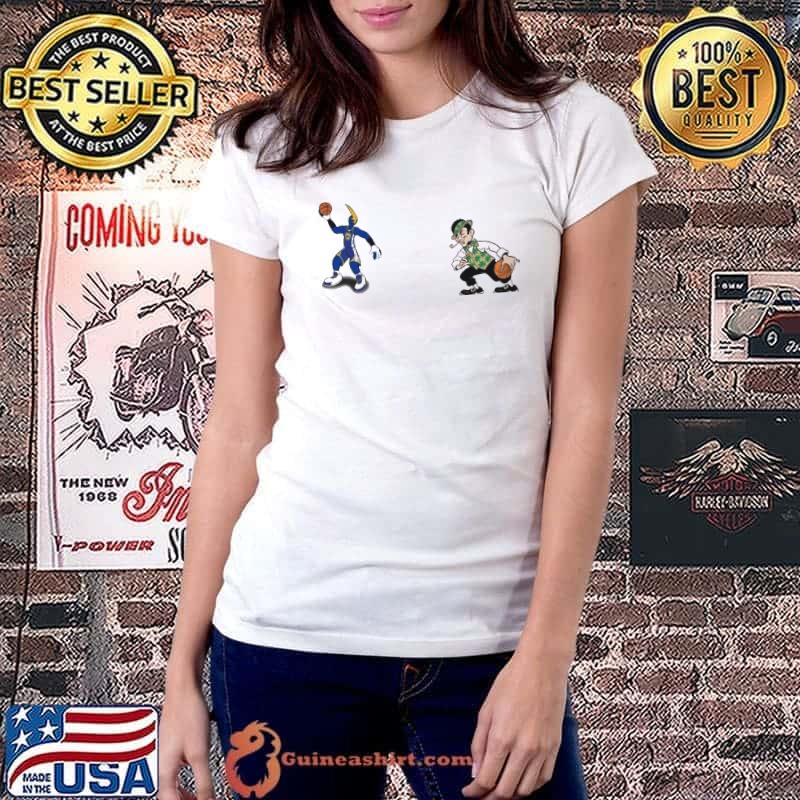 Golden State Warriors VS Boston Celtics NBA 2024 mascot cartoon basketball shirt