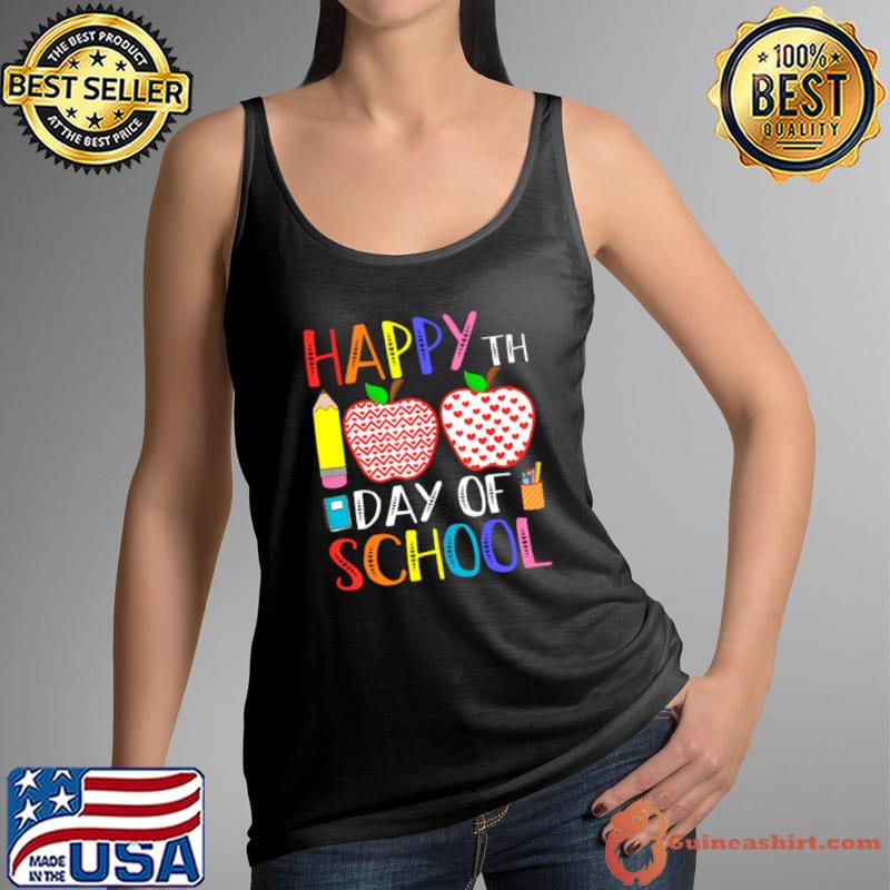 Happy 100th Day Of School Teacher 100 days Apple T-Shirt Tank Top