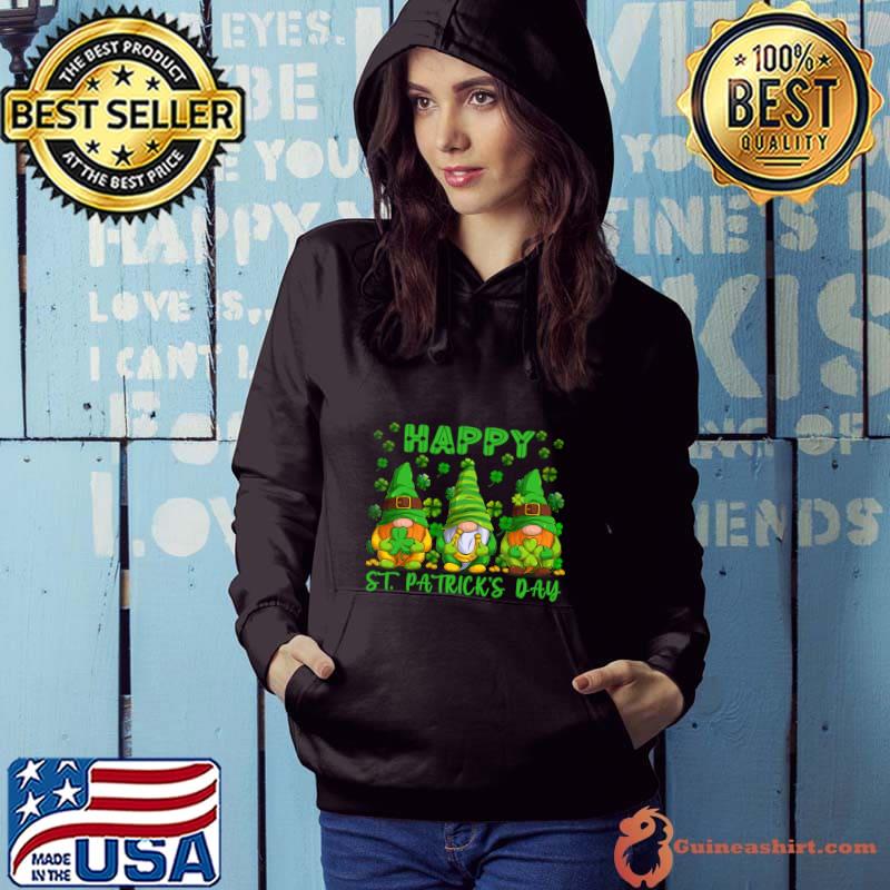 Happy St Patrick's Day Three Gnome Irish Shamrock T-Shirt Hoodie