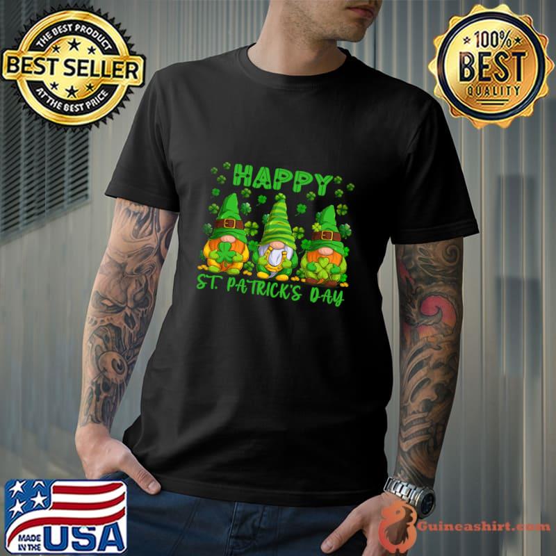 Happy St Patrick's Day Three Gnome Irish Shamrock T-Shirt